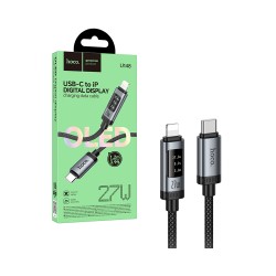 Cabo Hoco U148 Lord Type-C para Lightning com Visor Digital 27W 1,2m Preto
